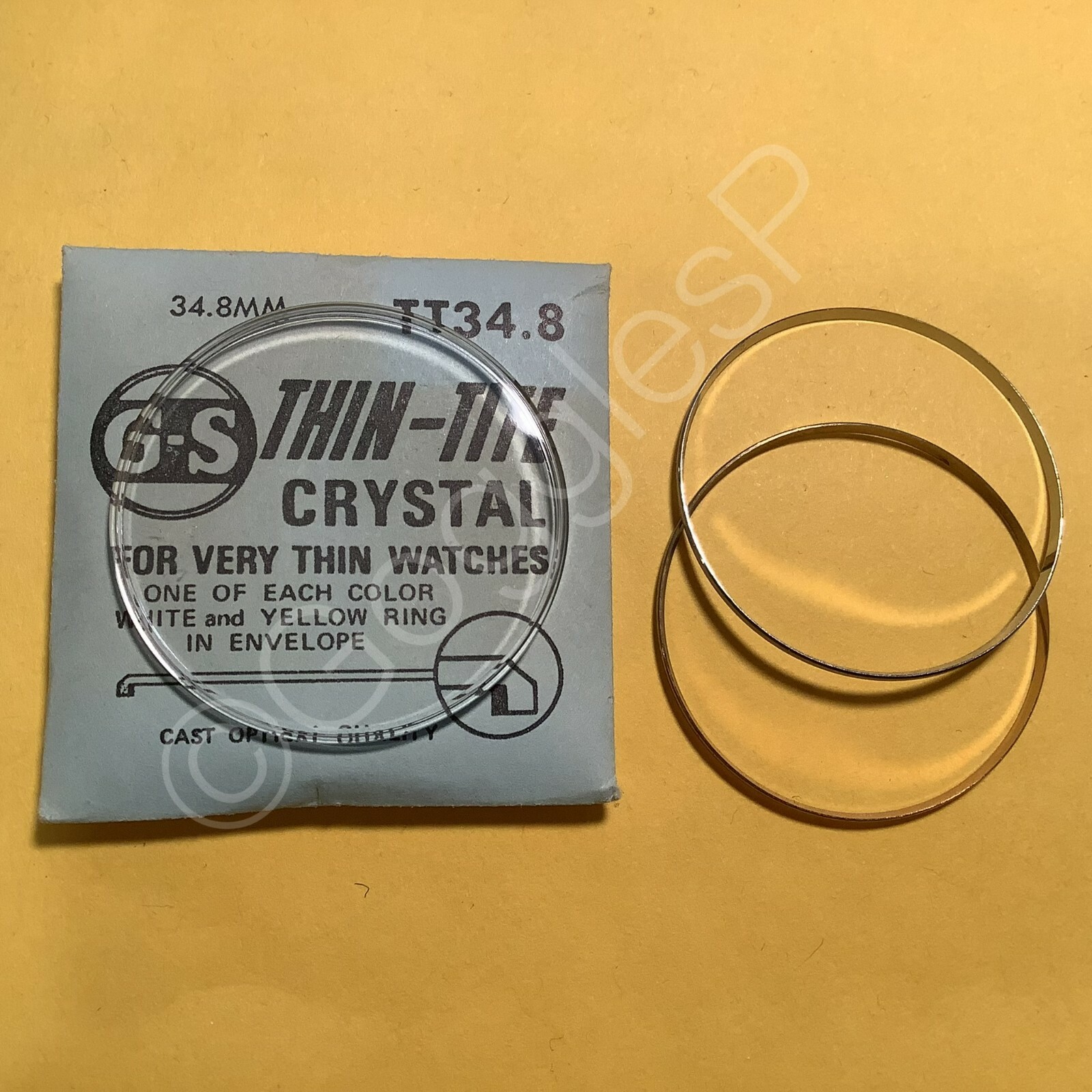 GS TT Thin-Tite Very Thin Crystal w/ White & Yellow Tension Rings (Choose Size)