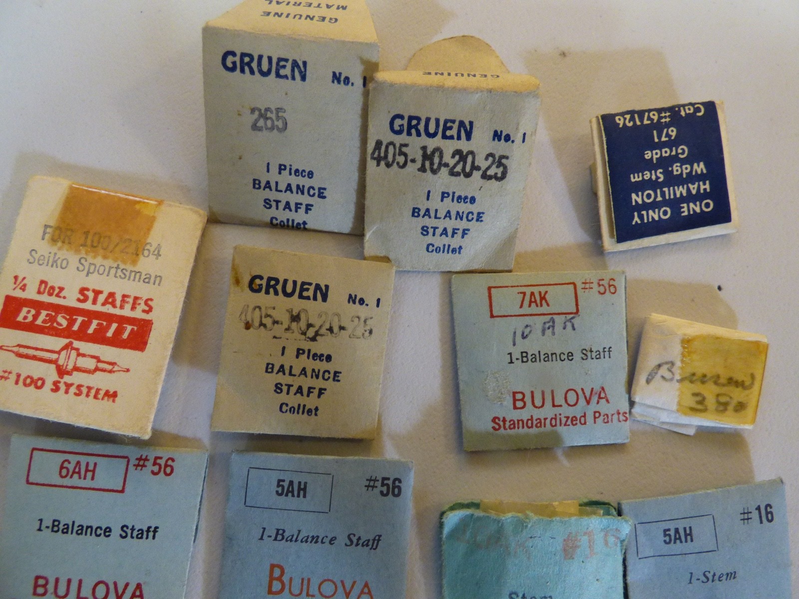 Vintage Wrist Watch Balance Staff MISC Lot *NOS* Seiko Sportsman, Bulova, Gruen