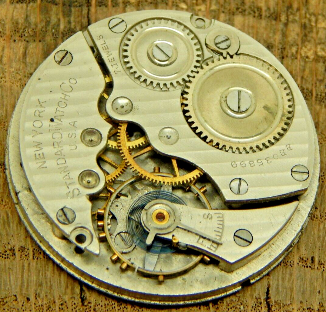 Antique New York Standard Pocket watch movement 12s 7j Grade 170 Model BE C 1914