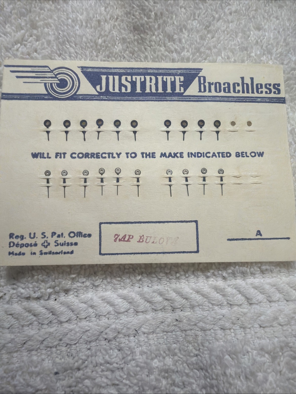Bulova 7AP – NOS – 1 Card of Blue Watch Hands (10) pairs