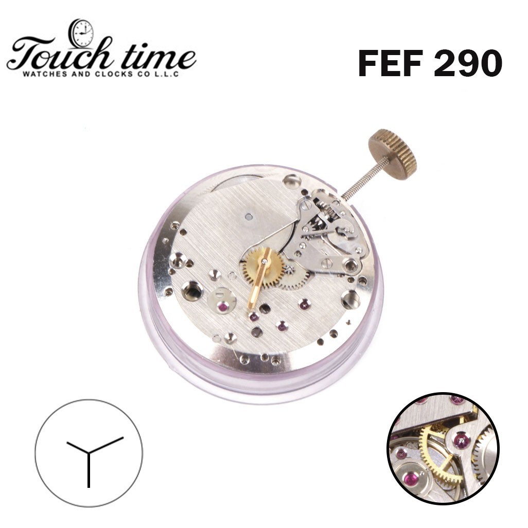 FEF 290 Swiss Mechanical Hand-Silver color-Vintage 15 Jewels-Wind Watch Movement
