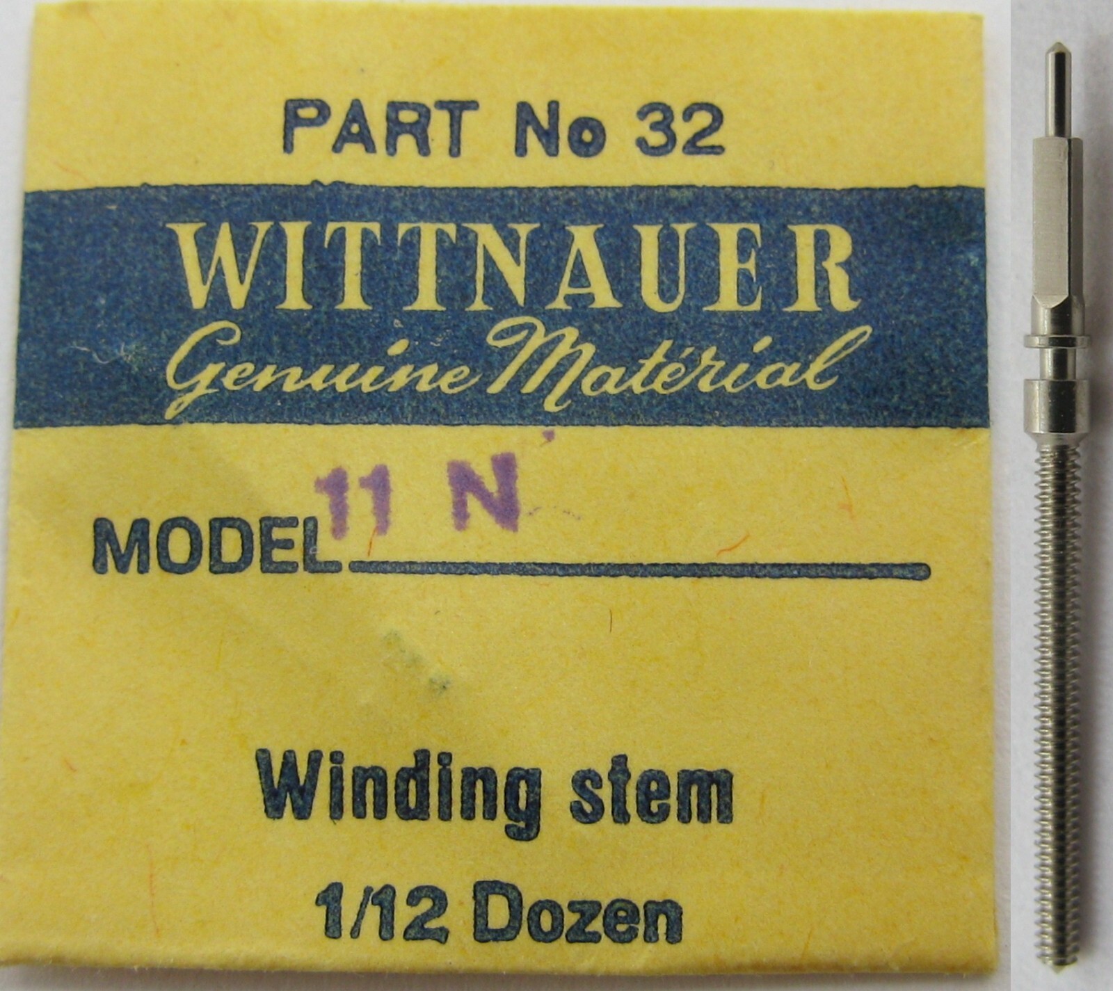 Wittnauer 11N watch part: winding stem #401 / #32 * tap 10 *
