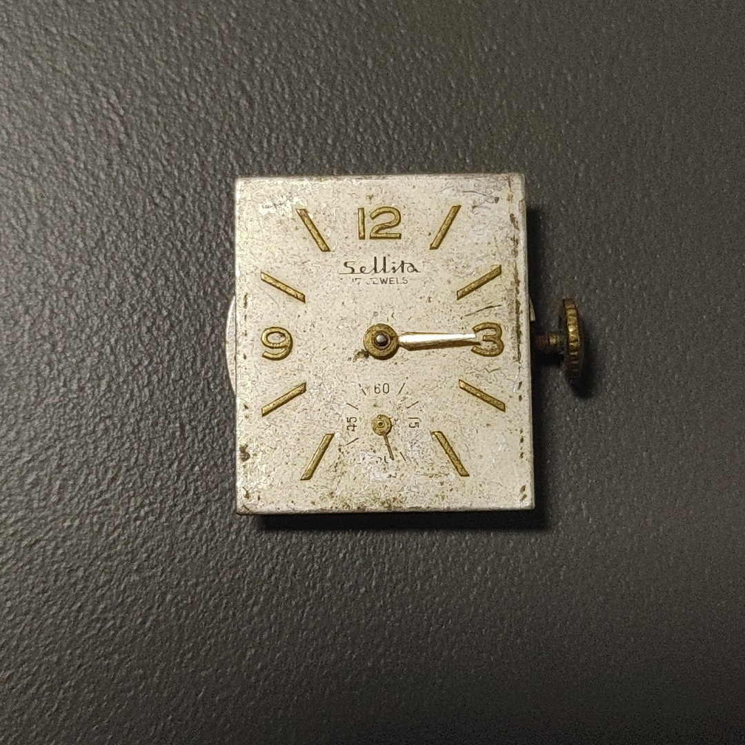 Vintage Sellita 17 Jewel Swiss Watch Movement For Parts Or Repair