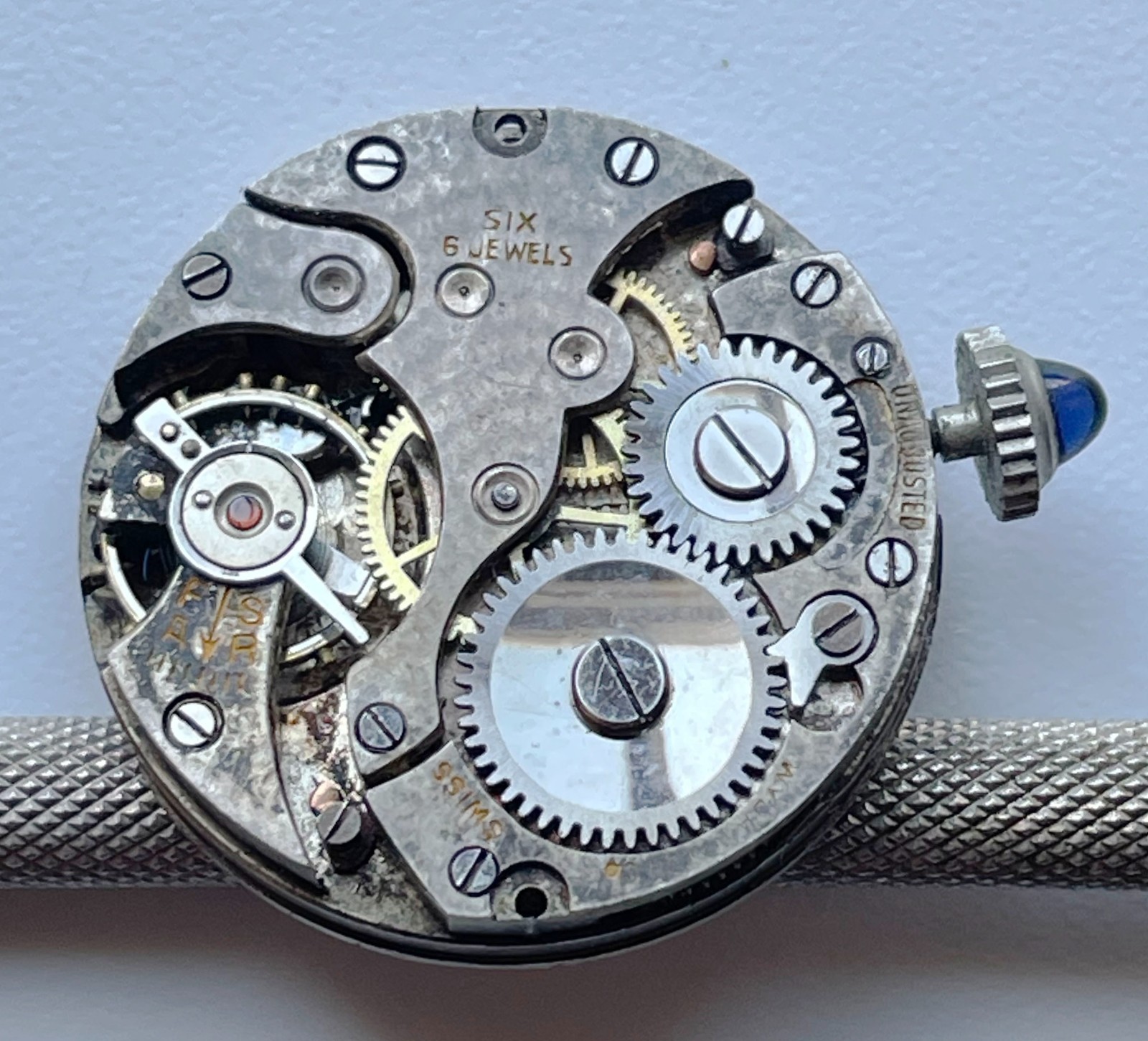 Antique Swiss Ladies Watch Movement Parts Repair Art Deco 6 Jewels