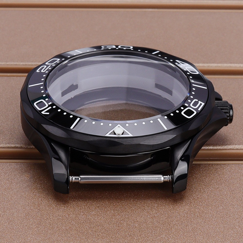 PVD Black 41mm Watch Case 316L Stainless Dual Crown Structure For SeikoNH36 NH35