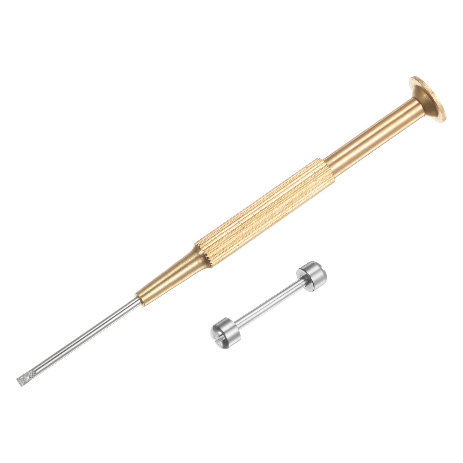 2 in 1 20mm Watch Screw Tube Rod with 2mm Slotted Screwdriver, Silver Tone
