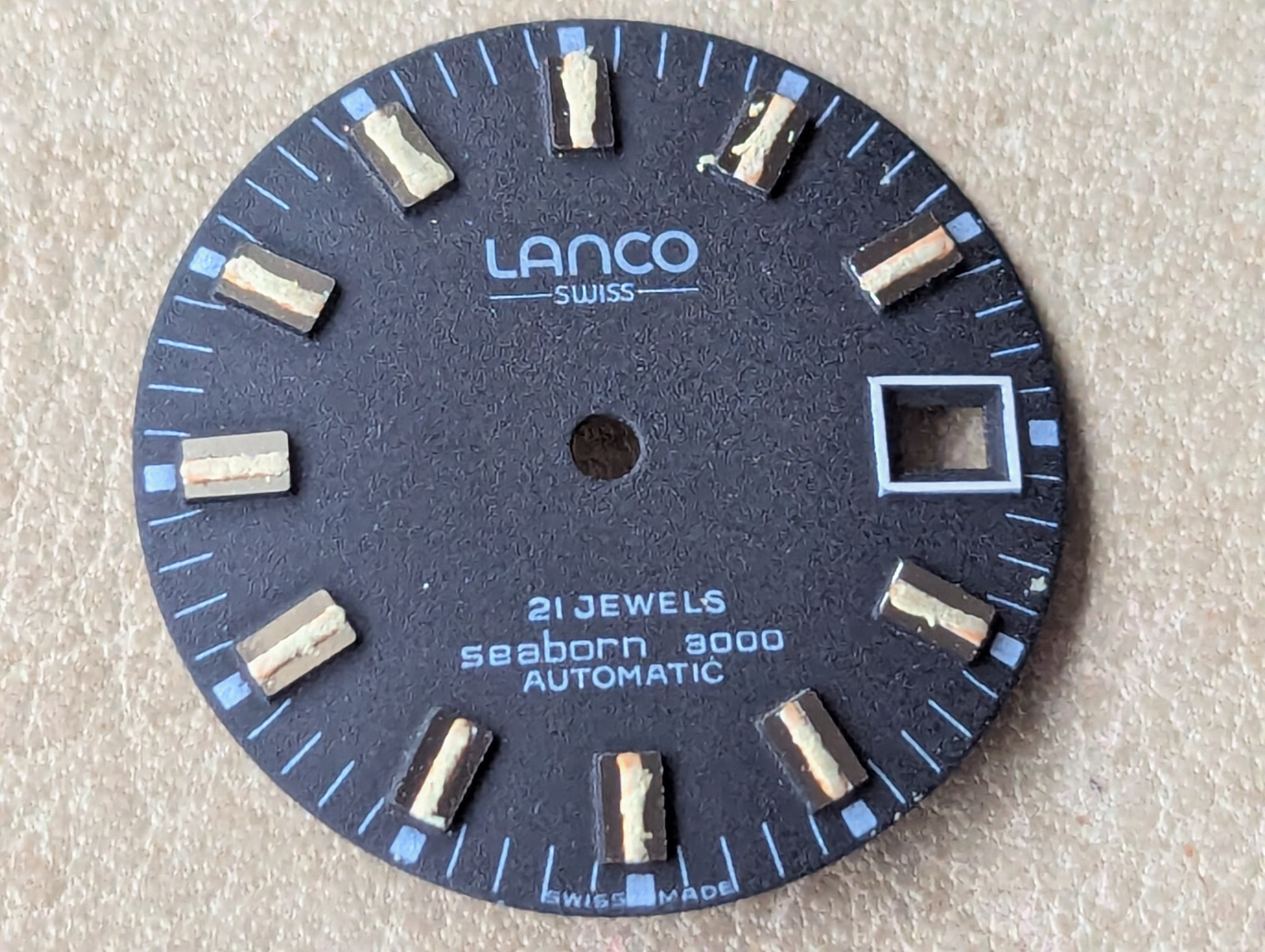 Two (2) Vintage 1970’s Lanco Swiss Seaborn 3000 Diver Watch DIALS ONLY – 26.9 mm