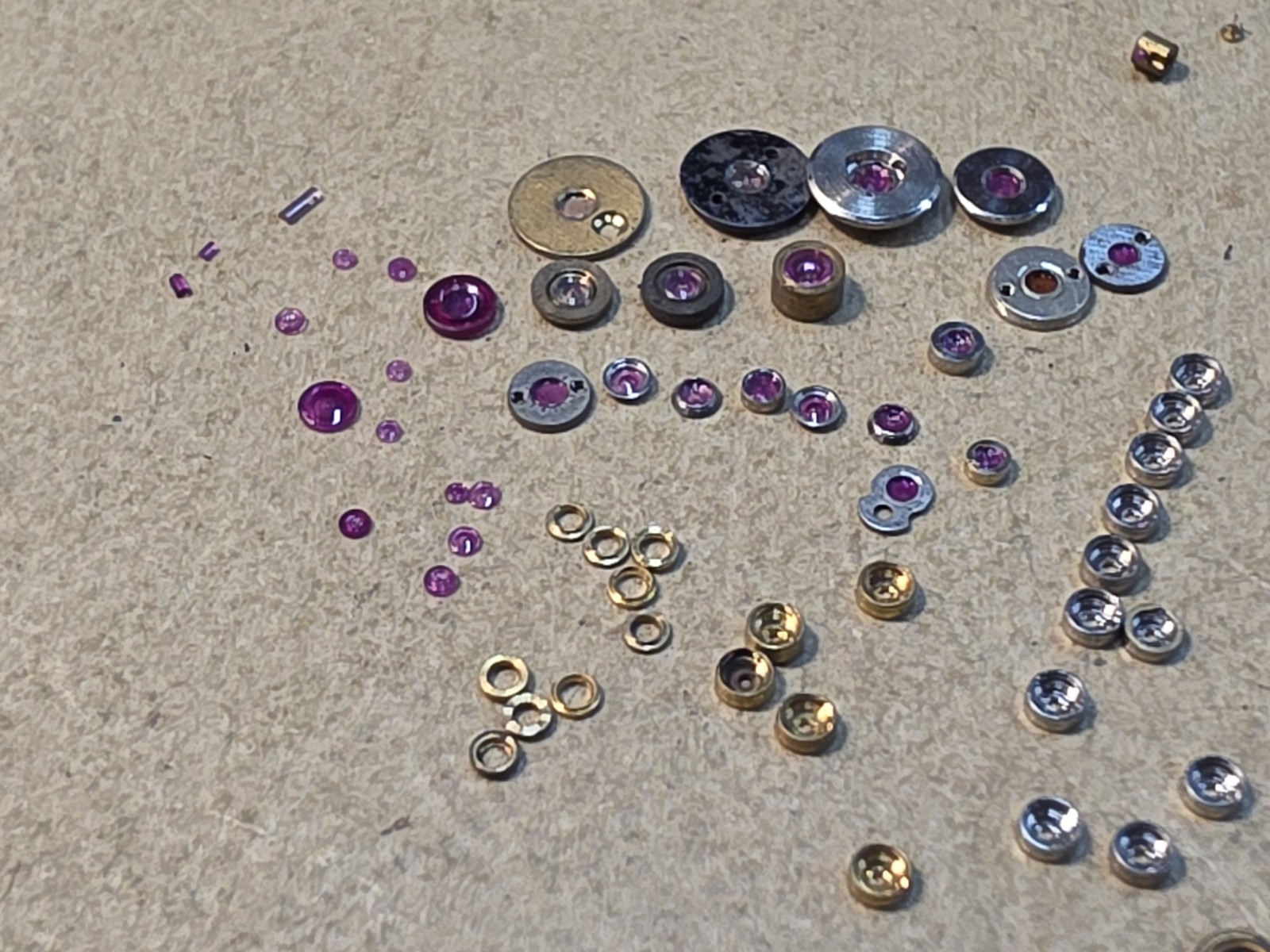 Lot Of 80 Mixed Pocket Watch/Wristwatch Jewel Parts-Jewel Settings, Unset Jewels