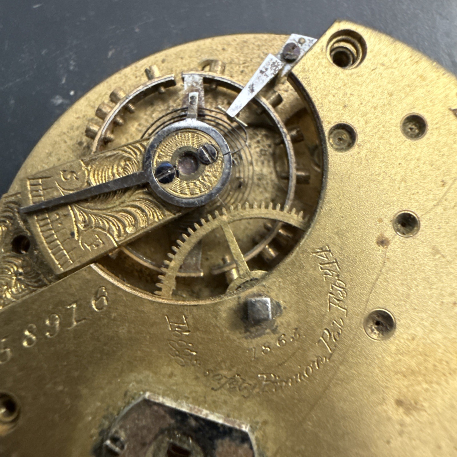 Antique 1875 Waltham Wm Ellery Model 1857 18s Pocket Watch Movement Dial Par