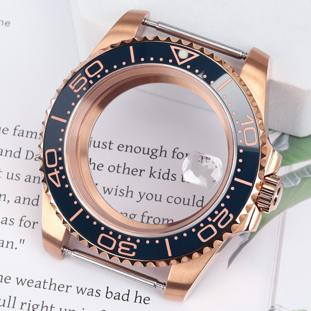 FEIYASHI Rose Gold Yacht Ceramic Sapphire 40mm Watch Case For Seiko NH35 ETA2824