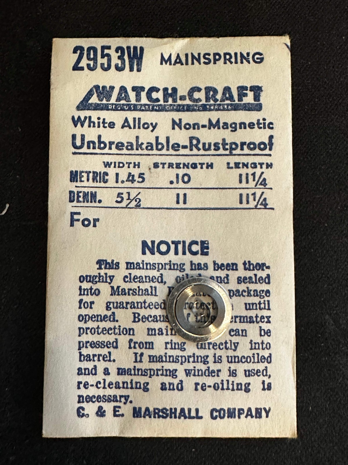 WATCH-CRAFT Mainspring 2953W for AS 328, 333, 344, Eterna 1267, Elgin 627 – Allo