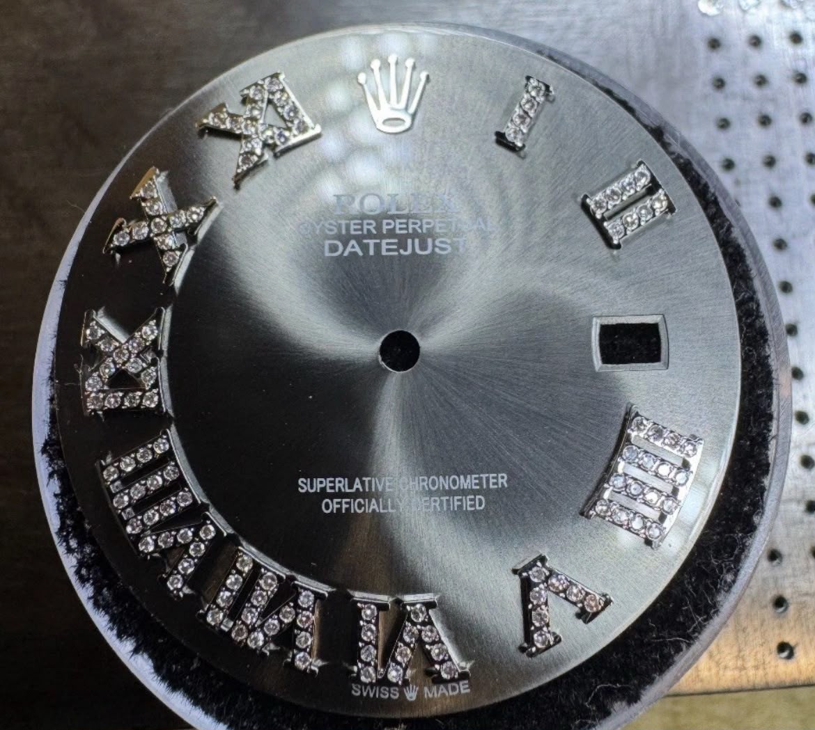 Rolex Datejust II 41mm Custom Rhodium Roman Diamond Dial 116300 116334