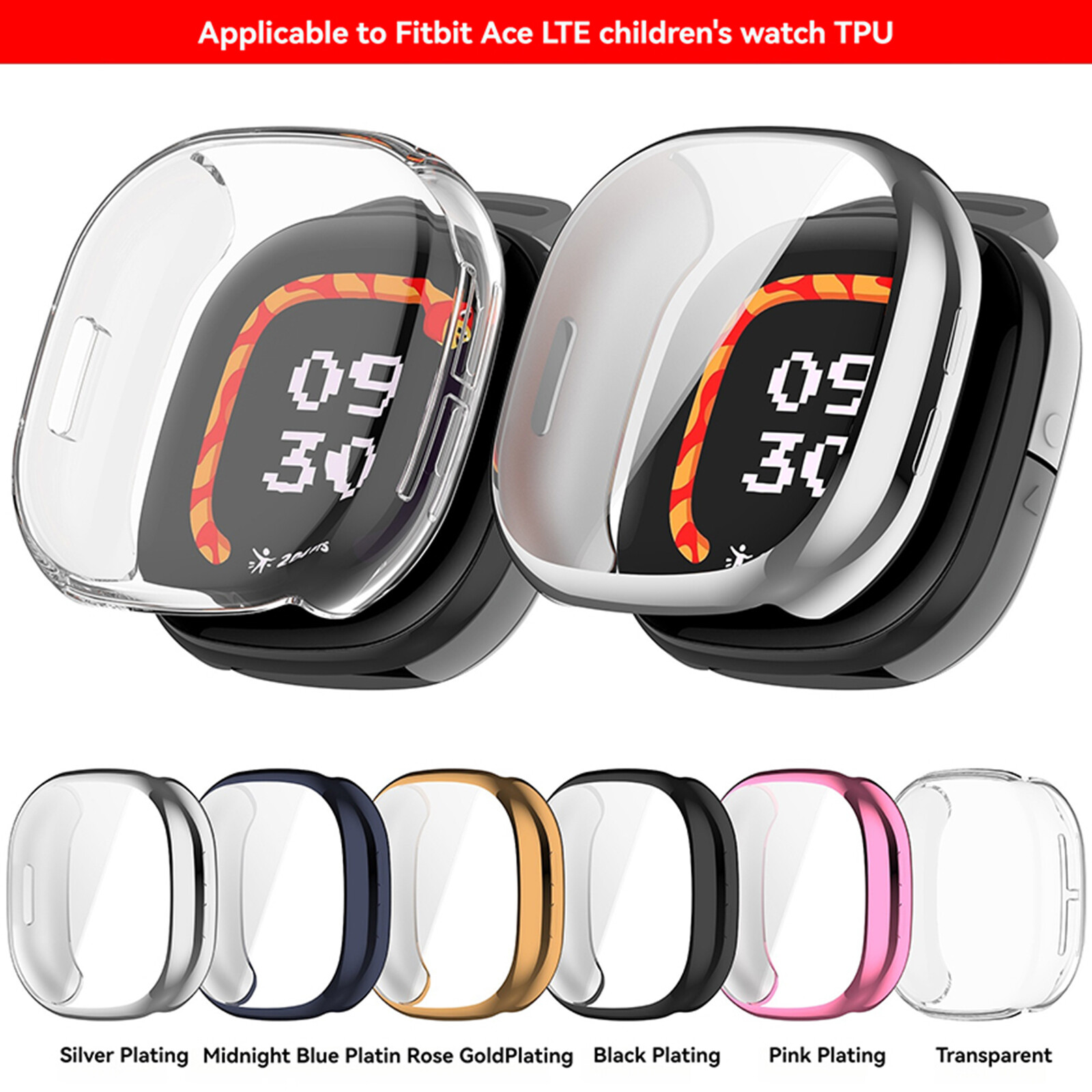 Children Watch Soft Gel TPU Full Cover Watch Case Partfor Fitbit Ace LTE