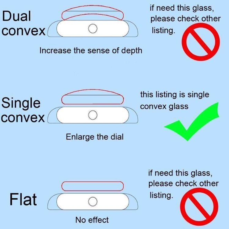 2x 16mm-45mm Clear Dial Lens Single Dome Convex Watch Glass Mirror Watch Crystal