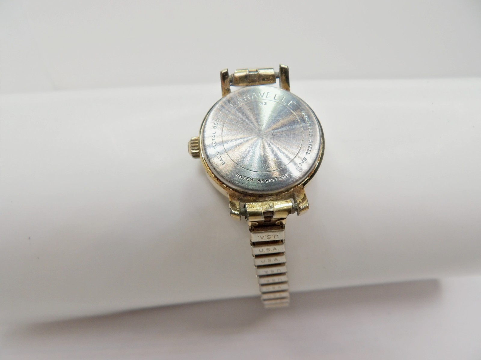 1121-27 Vintage Caravelle By Bulova Gold Tone Watch Water Resistant Working Cond