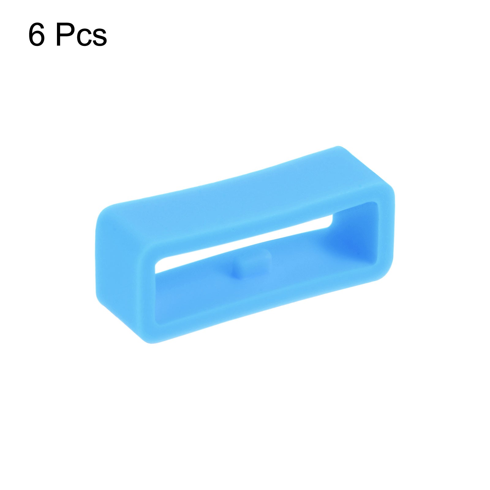 6pcs Watch Strap Loop Fastener Rings 18mm Rubber Watch Holder Keeper Light Blue