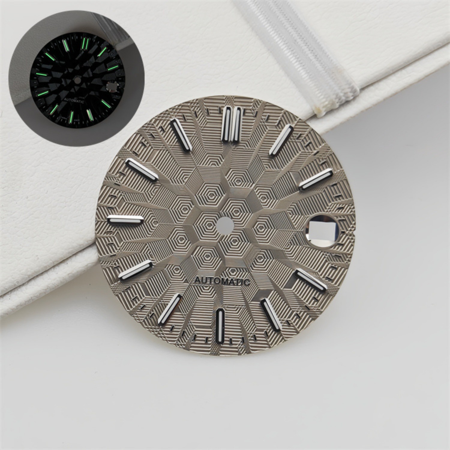 NH35 Dial 28.5mm Architectural Dial Green Luminous DIY for NH35/NH36 Movement