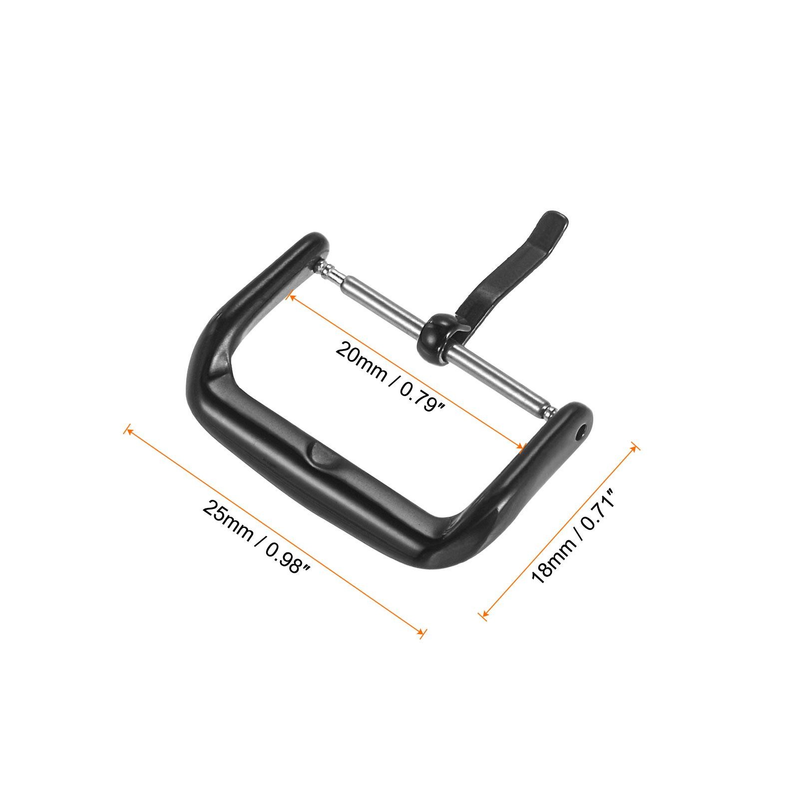 Buckle Strap Watch, 316 Polished Stainless Steel PVD Buckle, Black for 20mm