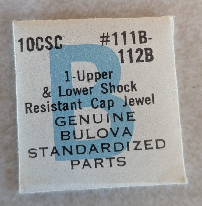 NEW Bulova Cal. 10CSC Upper & Lower Shock Resistant Cap Jewel Part# 111B 112B