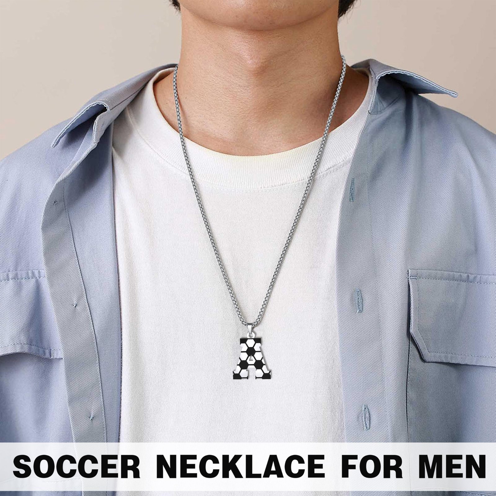 JoycuFF Soccer Gifts for Teenage A-Z Soccer Necklace for Son Grandson Players…