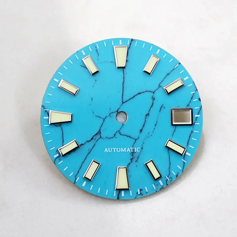 28.5MM Turquoise Dial Natural Stone Suitable for NH35/NH36 Movement SKX007