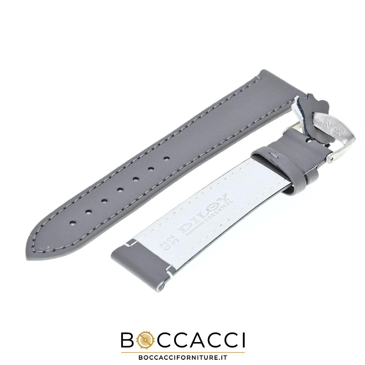 DILOY Cinturino 20mm Grigio Chiaro in Pelle Liscio non Imbottito (NEW)