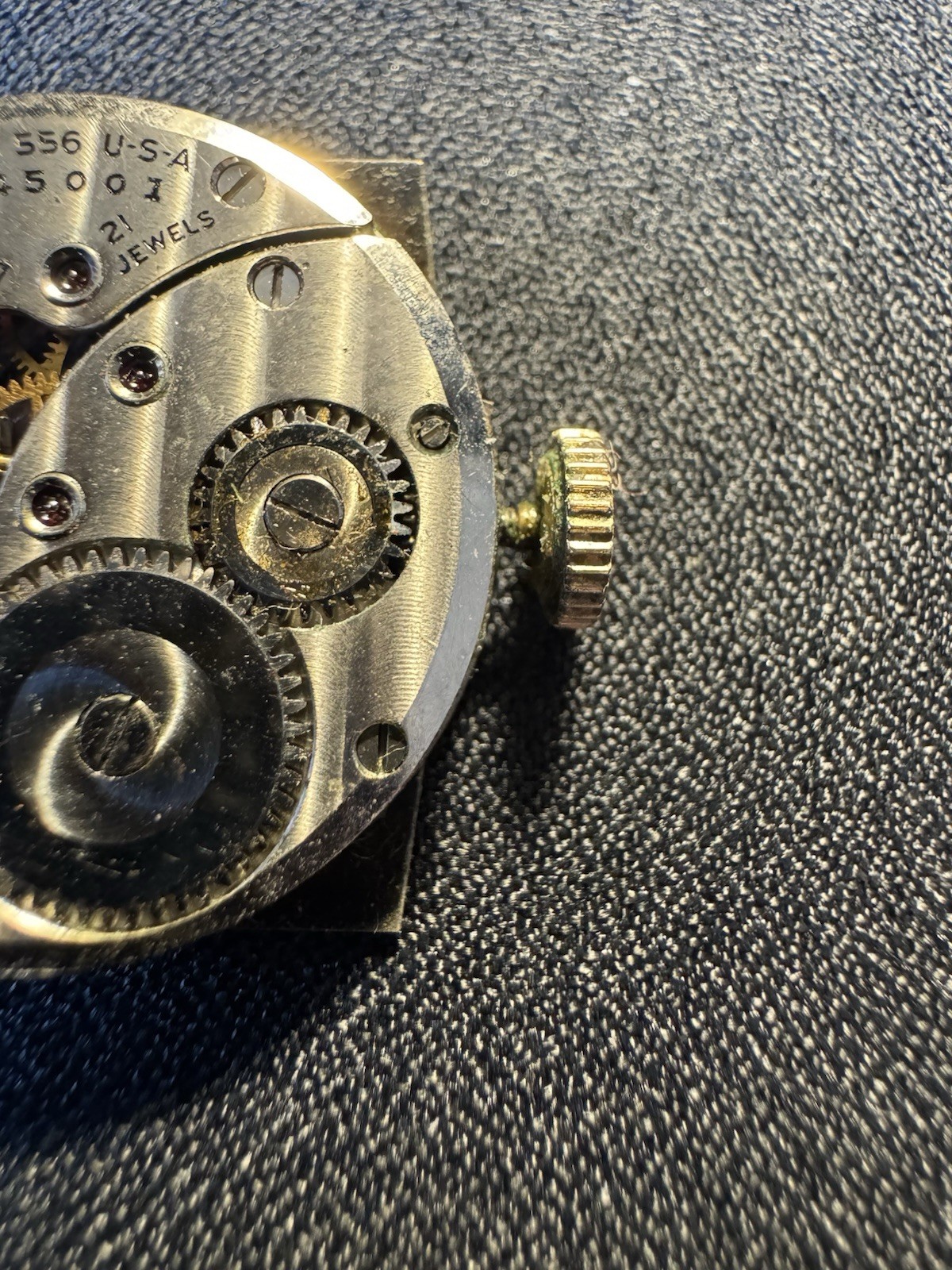 Vintage Lord Elgin 21 Jewel Watch Movement Cal 556 Art Deco Dial Non-Working