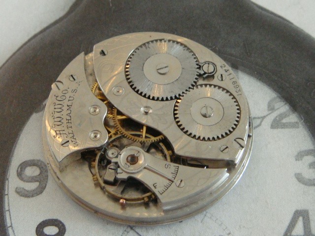American Waltham watch Co movement dial & hands donor spares project repair VGUC