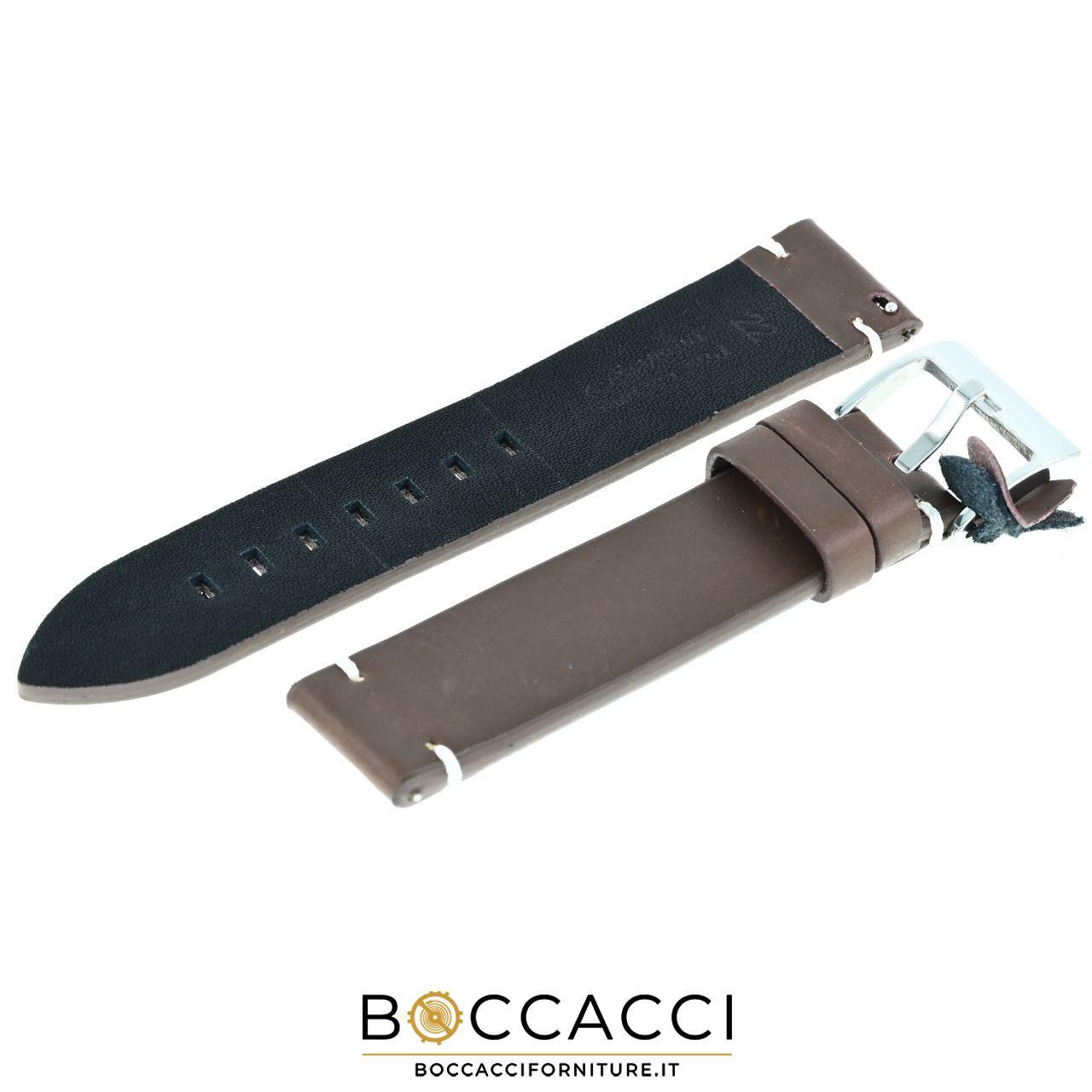 DILOY Easy Fit/Remove 20mm Dark Brown Leather Stitched Rope Strap (…
