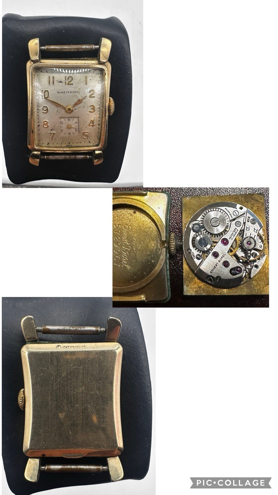 Vintage Ernest Borel Tank Watch – 17 Jewels Swiss Movement – FOR PARTS / REPAIR