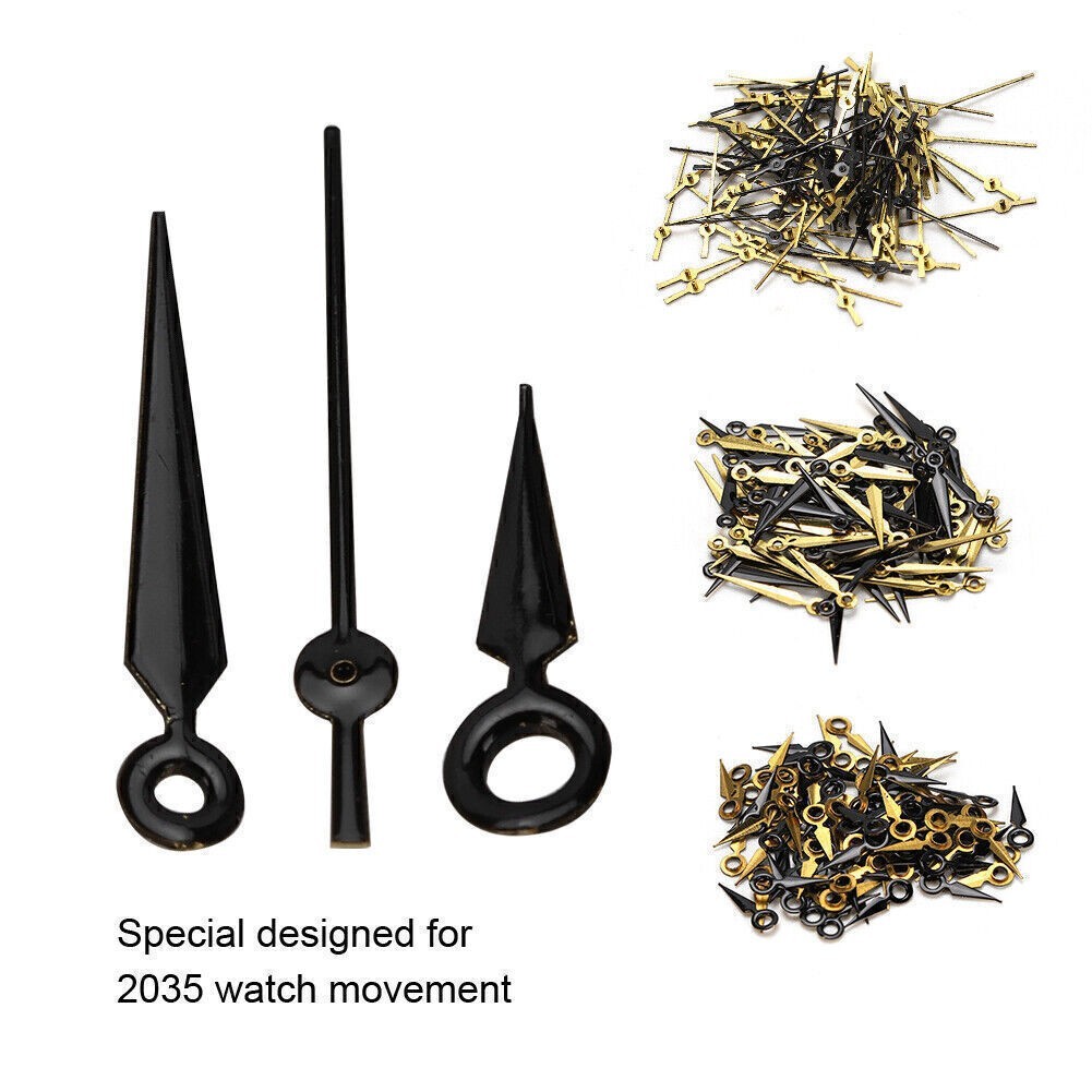 2035 Black Gold Watch Hour Minute Second Hands Watch Needles for 2035 Movement