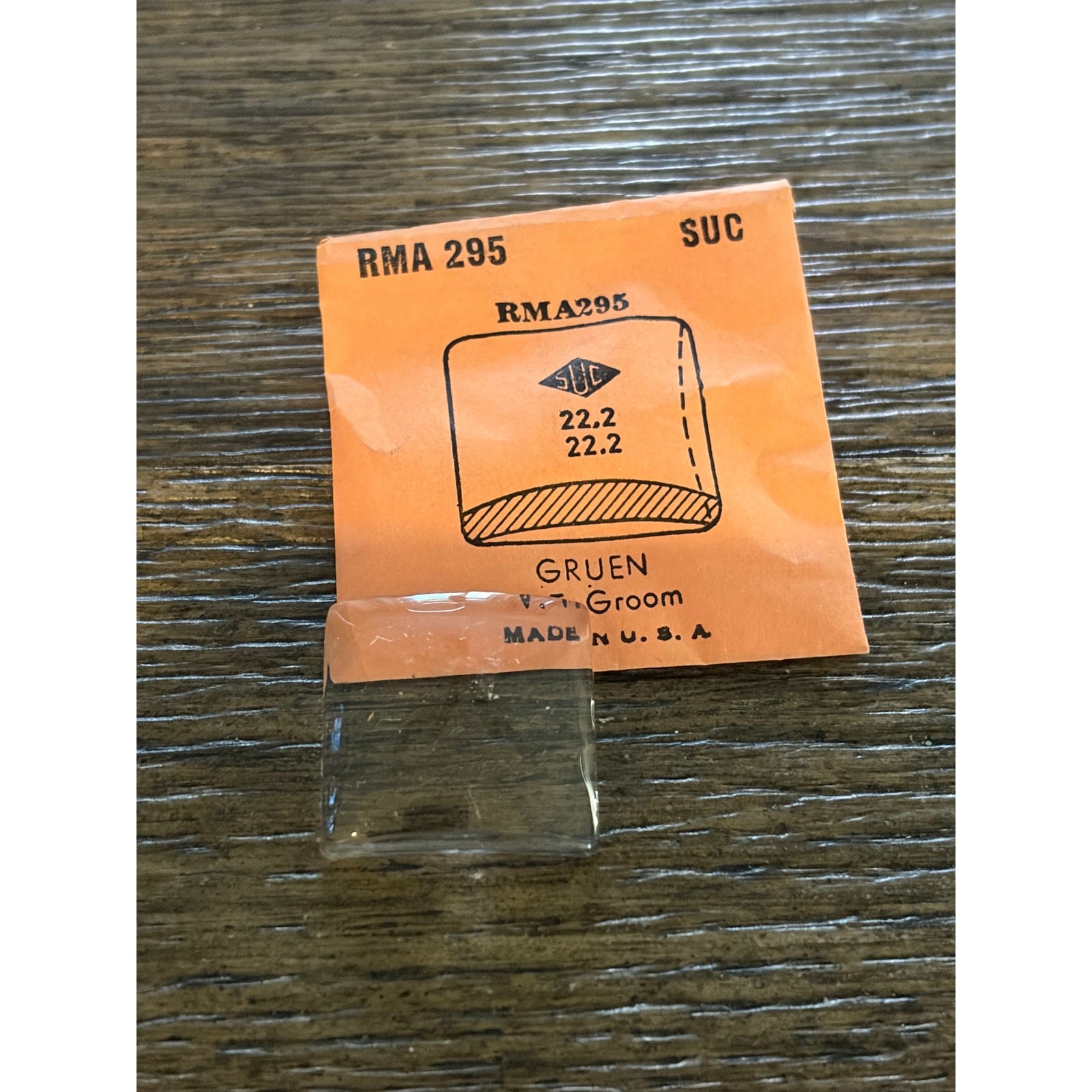 SUC Rocket Crystal RMN 295 for GRUEN – 22.2 x 22.2mm -NOS
