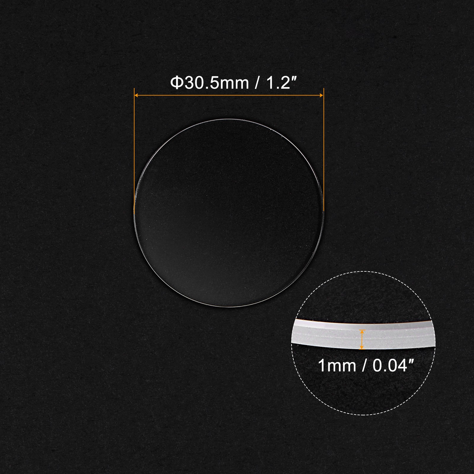 30.5mm Dia Watch Glass Sapphire Crystal Lens Round Flat 1mm Thickness Clear