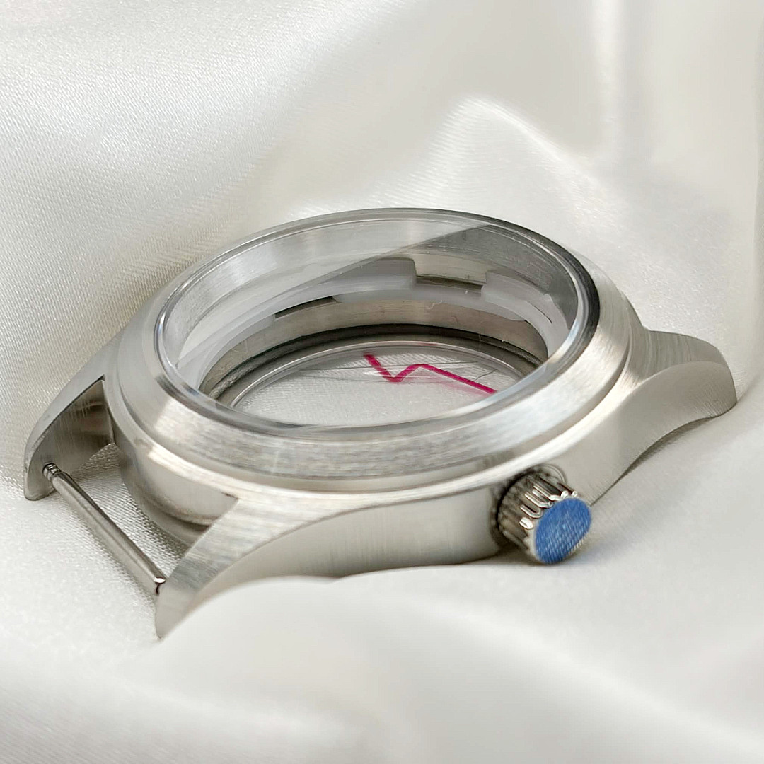 39MM Pilot Sapphire Glass Stainless Brushed Watch Case Fit ETA 2824 Movement