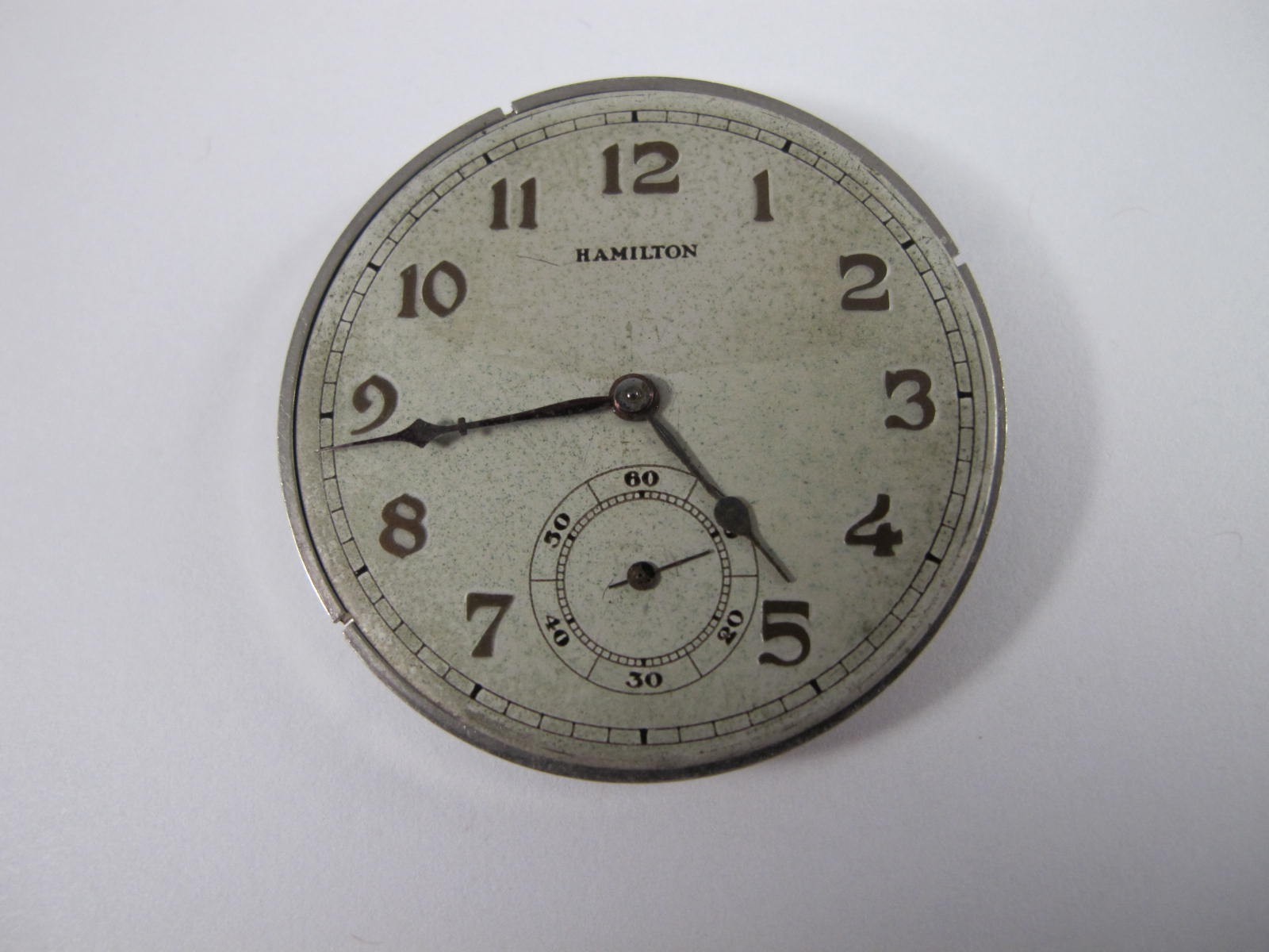 HAMILTON 910 VINTAGE POCKET WATCH MOVEMENT 17J NICKEL PLATED