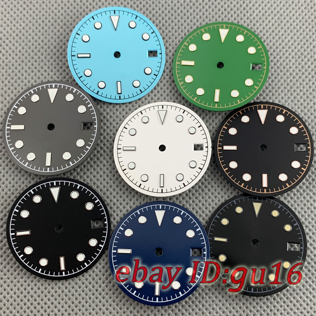 28.5mm sterile luminous Gray blue black green watch dial fit NH35/NH35A Movement