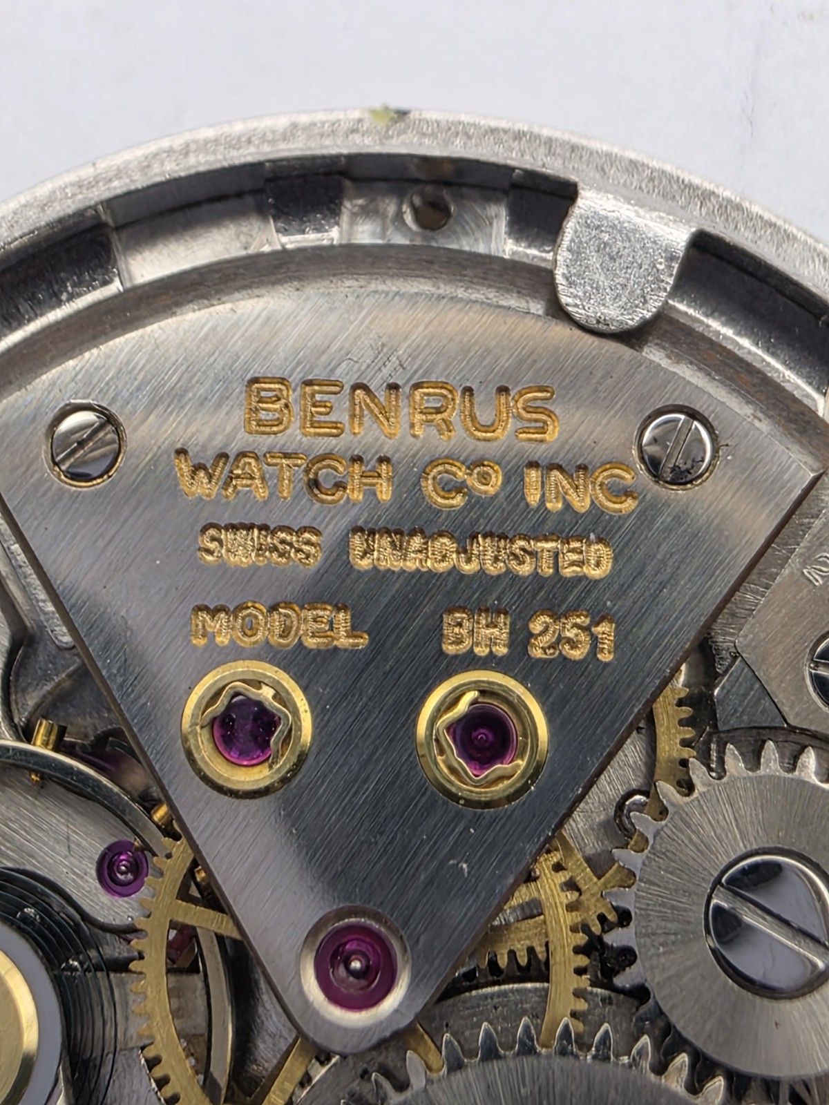 Benrus BH 251 21 Jewel Swiss Watch Movement – Good Balance Lot 247