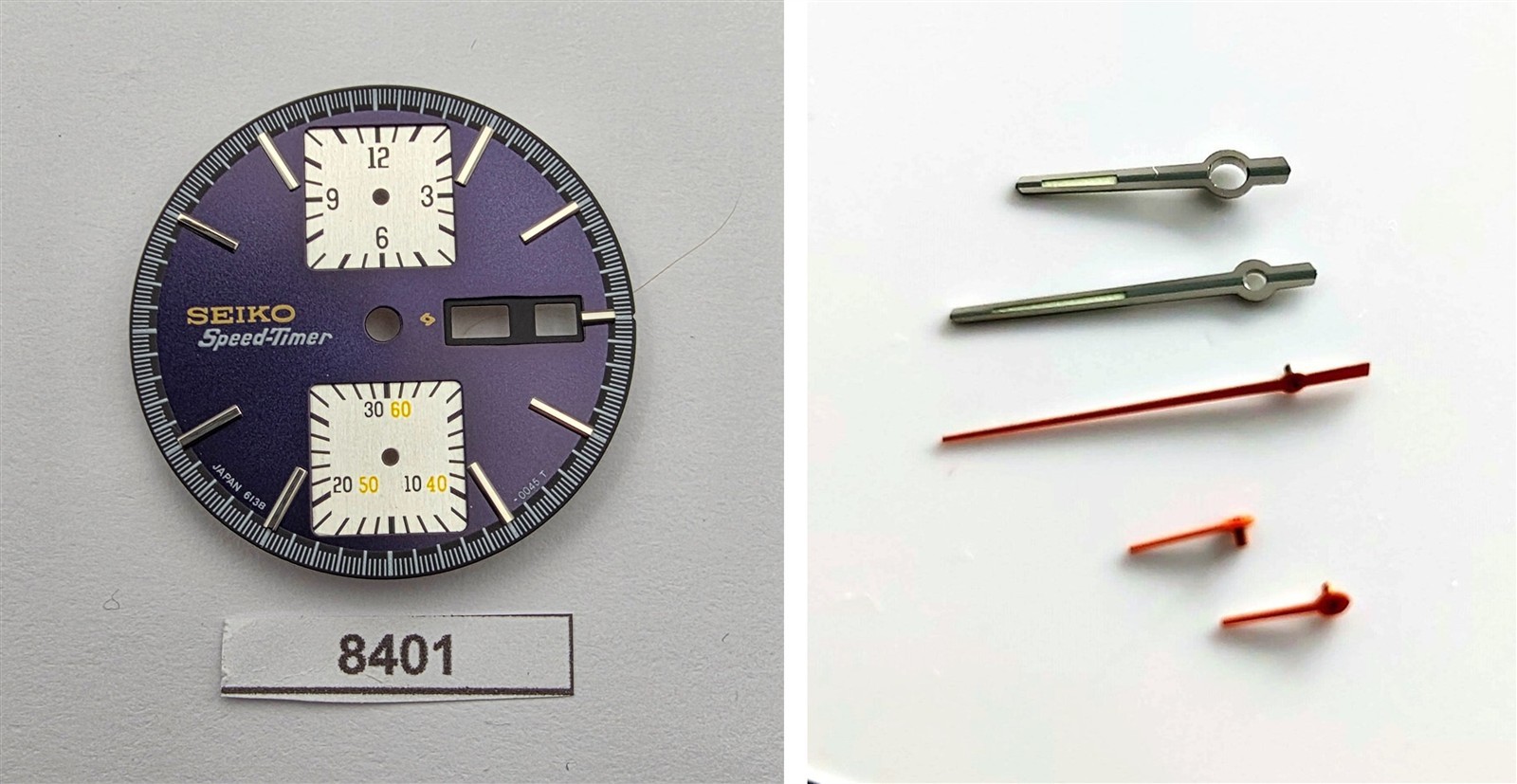NU AFTERMARKET SEIKO 6138-0030 CHRONOGRAPH BLUE KAKUME WATCH DIAL HANDS KIT 8402