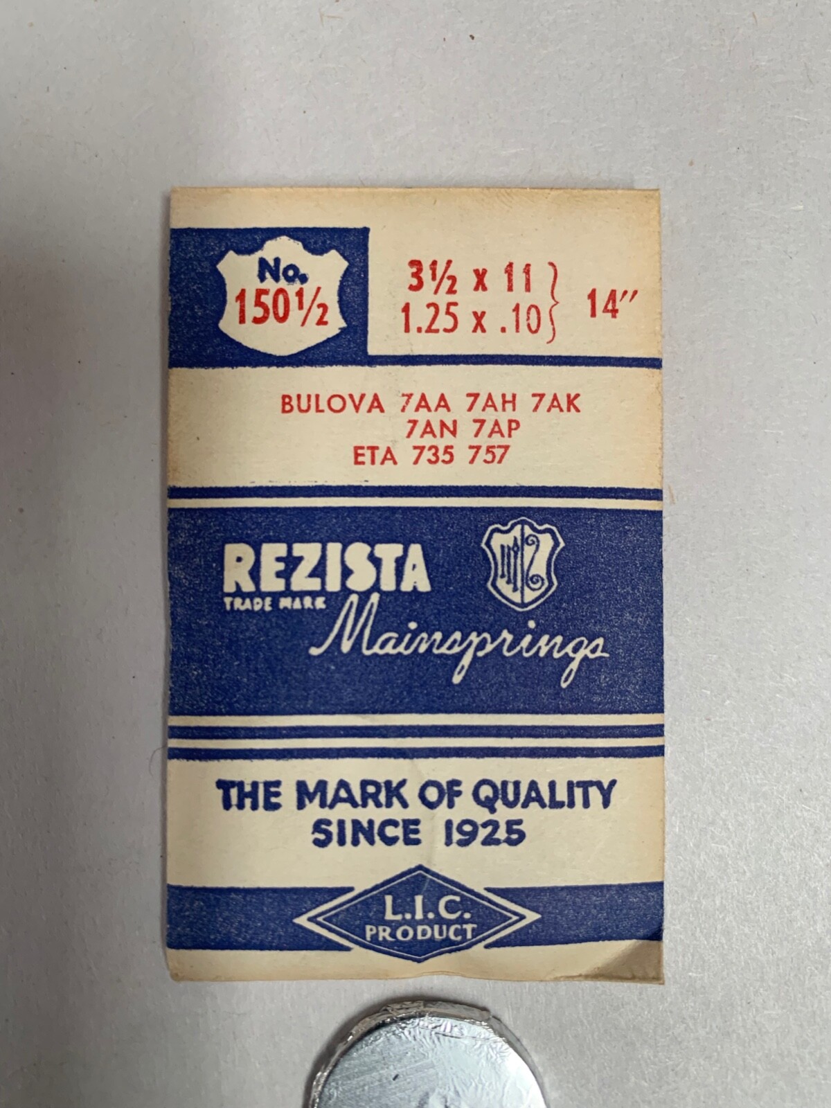 NOS Vtg Rezista No. 150-1/2 Watch Mainspring Bulova 7AA 7AH 7AK 7AN 7AP ETA (G1)