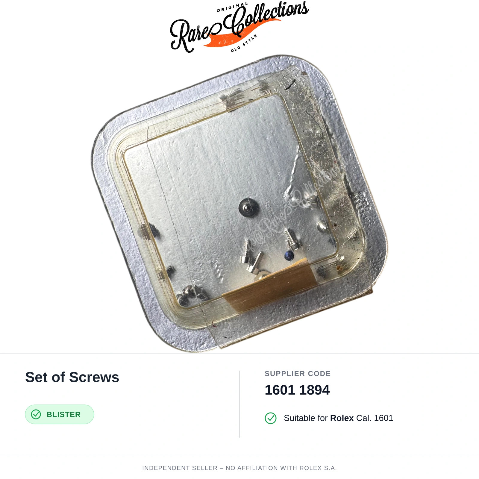 Set of Screws for Rolex (cod. 1601 1894) — New Blister NOS NOS X1