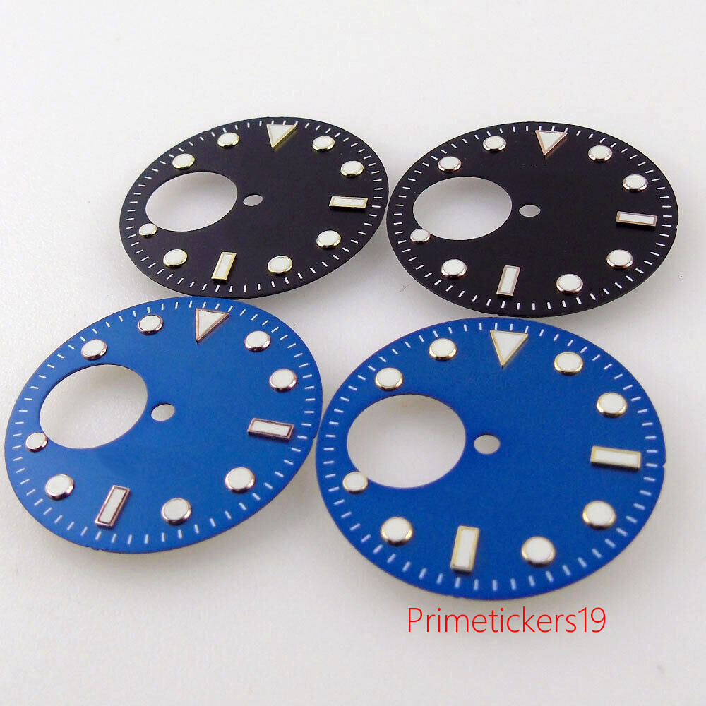 Fit NH38 Automatic Movement 29mm Black/Blue Watch Hollow Dial Hands Set Luminous