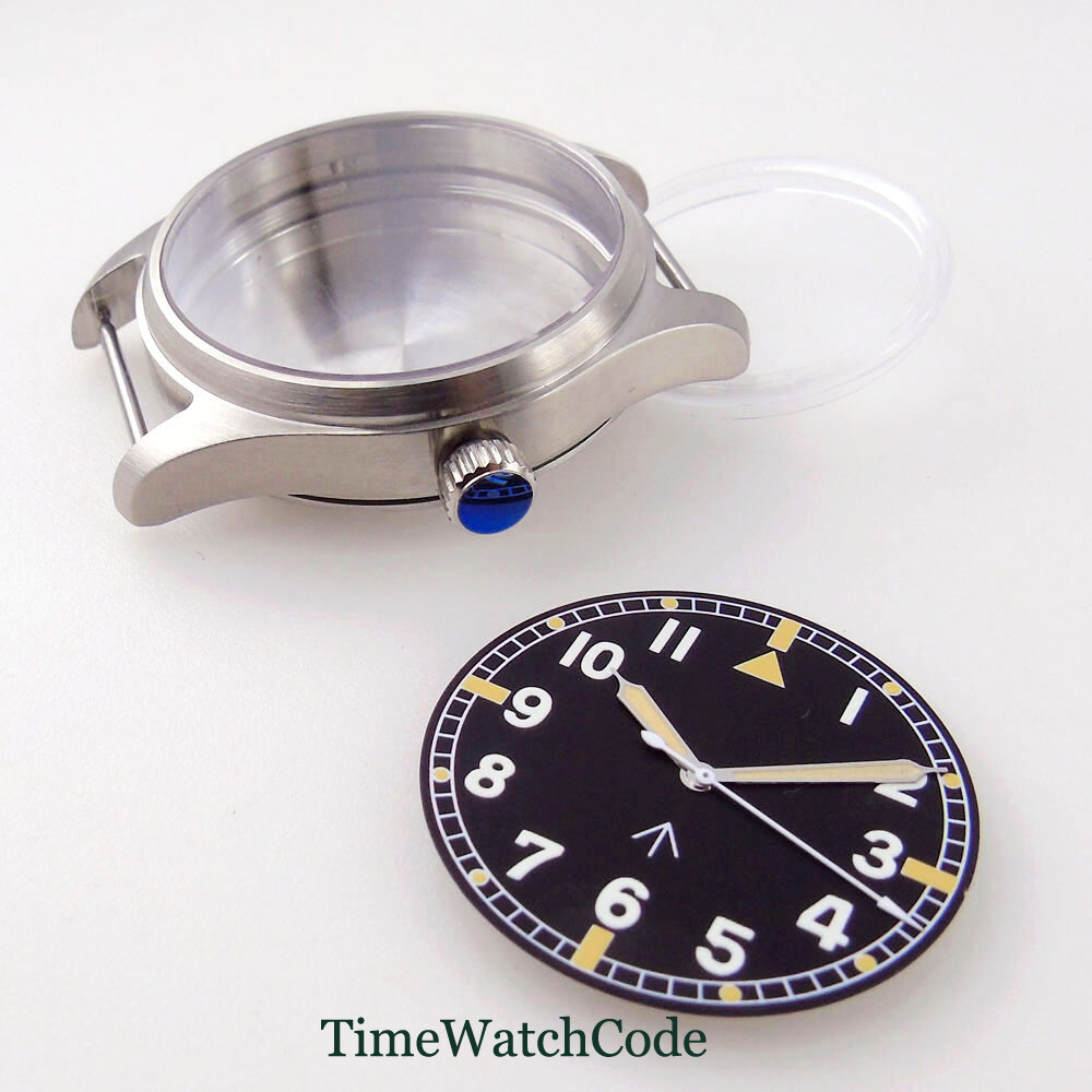 Fits NH34 NH35 ETA2824 PT5000 39mm Brushed Watch Case Sapphire Glass Black Dial