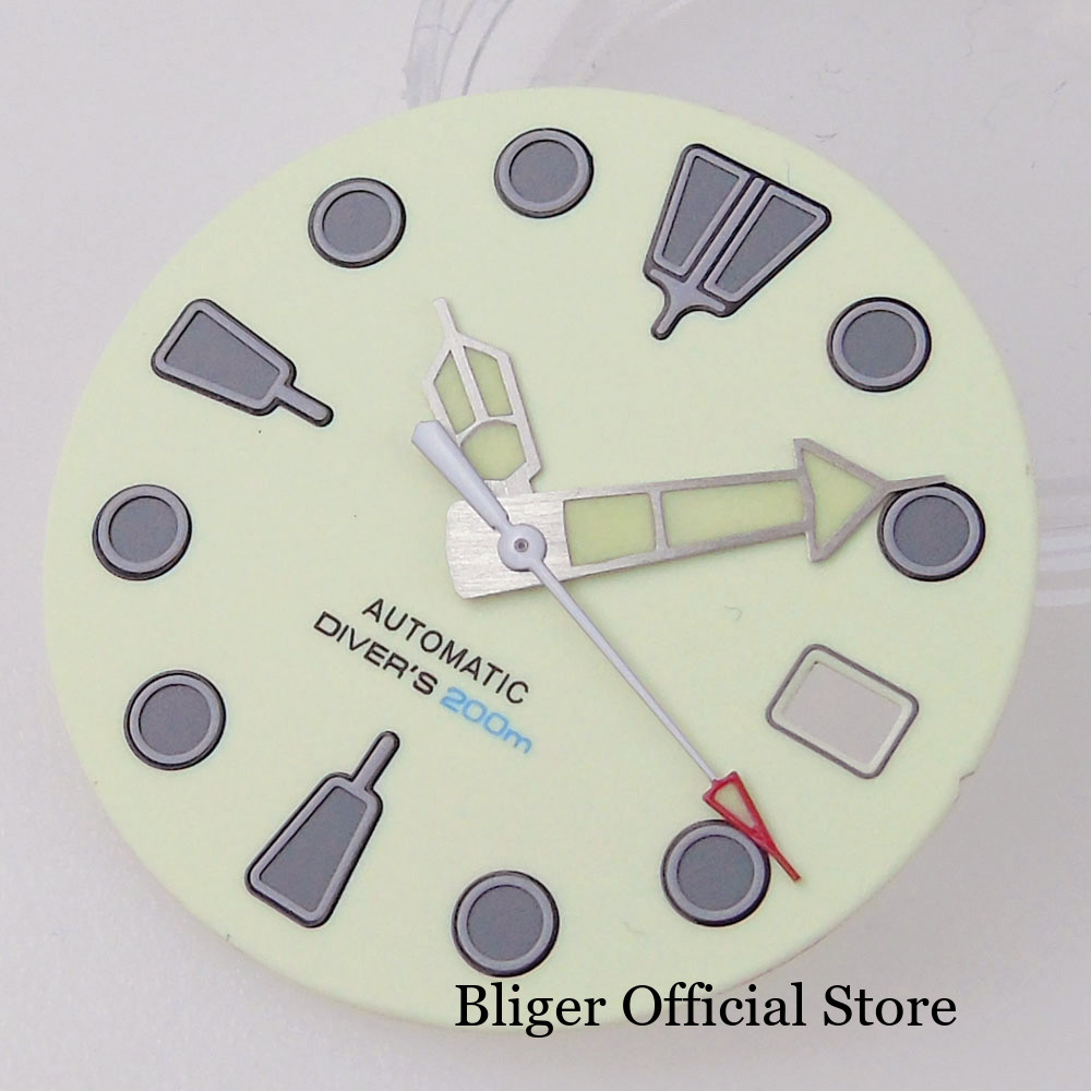 29mm MOD Beige Full Lume Watch Dial for NH35A NH36A Diver Watch Hand Set Parts