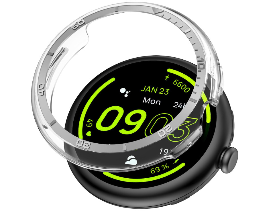 AMANECER Round Metal Bezel Bumper Case for Pixel Watch 3 (41MM, Silver)