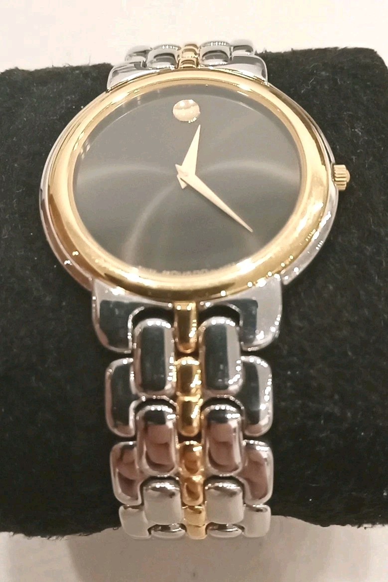Swiss [N. MINT] Movado Men’s Two Tone Watch New Battery 81.A2.873.1