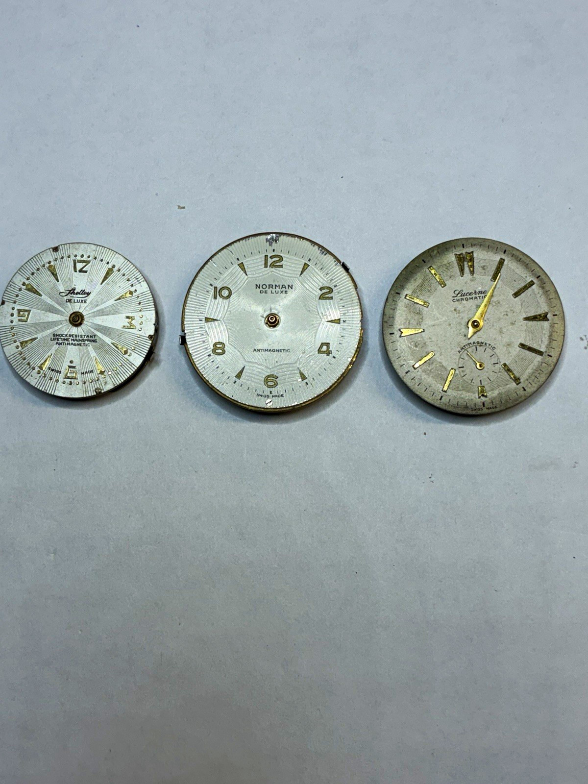 Shelly, Norman, Lucerne Watch Movement w/ Dial Lot Arabic & Non-Numeric