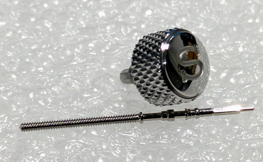 SILVER KNURLED S CROWN FOR SEIKO SKX007 DIVER WATCH NH35 NH36 ( WITH STEM )