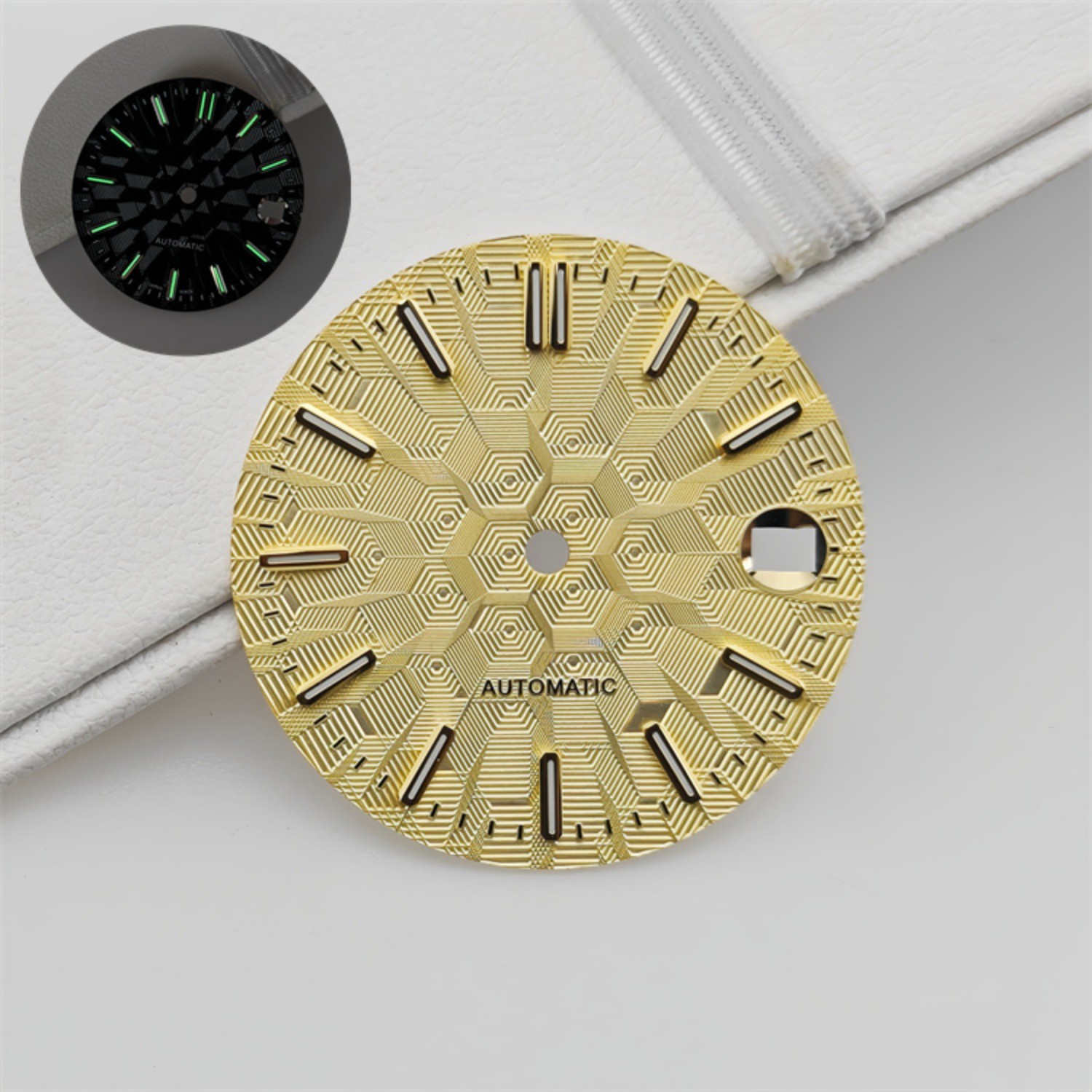 NH35 Dial 28.5mm Architectural Dial Green Luminous DIY for NH35/NH36 Movement