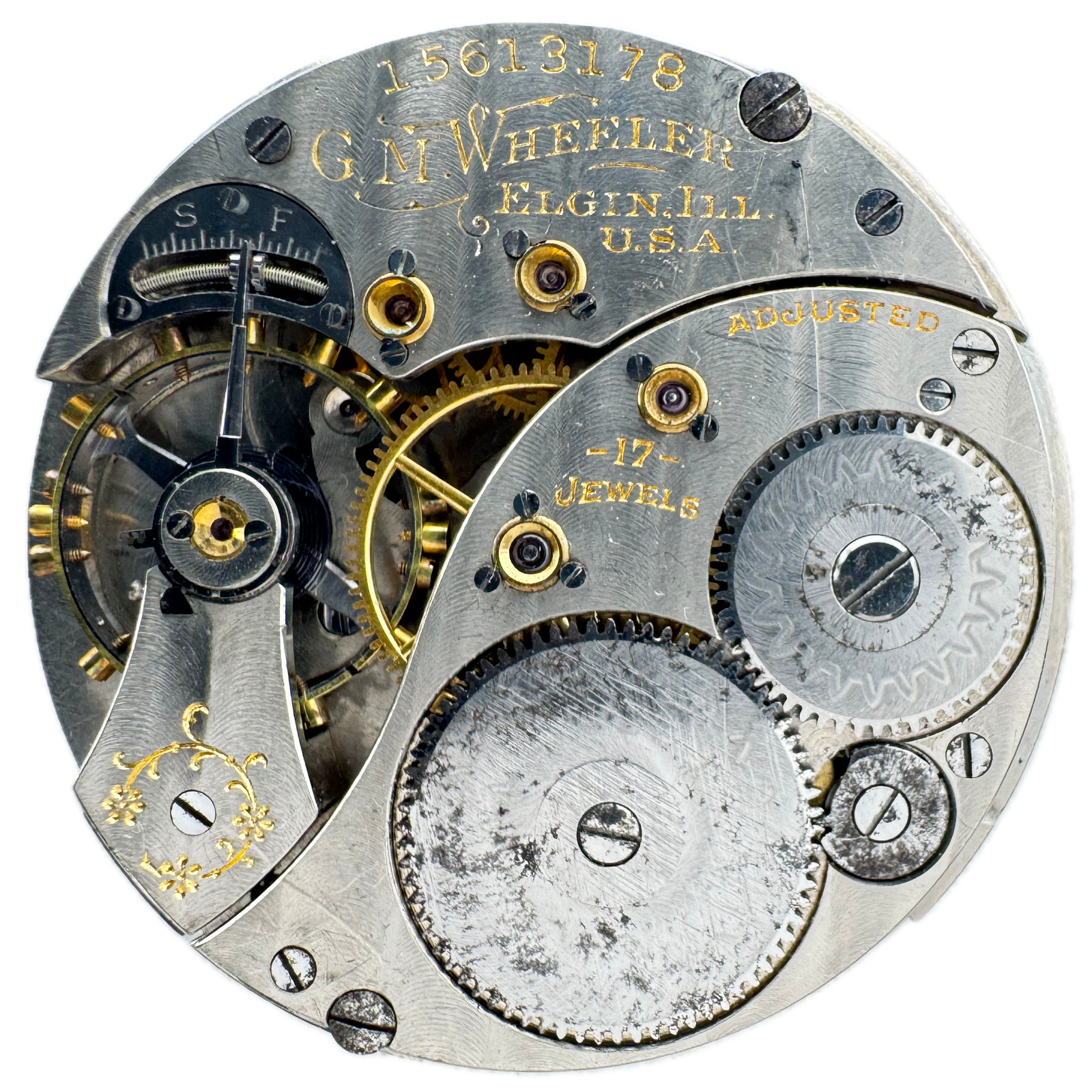 Antique 12s 1911 Elgin G.M. Wheeler Pinstriped Hunter Pocket Watch Movement 346