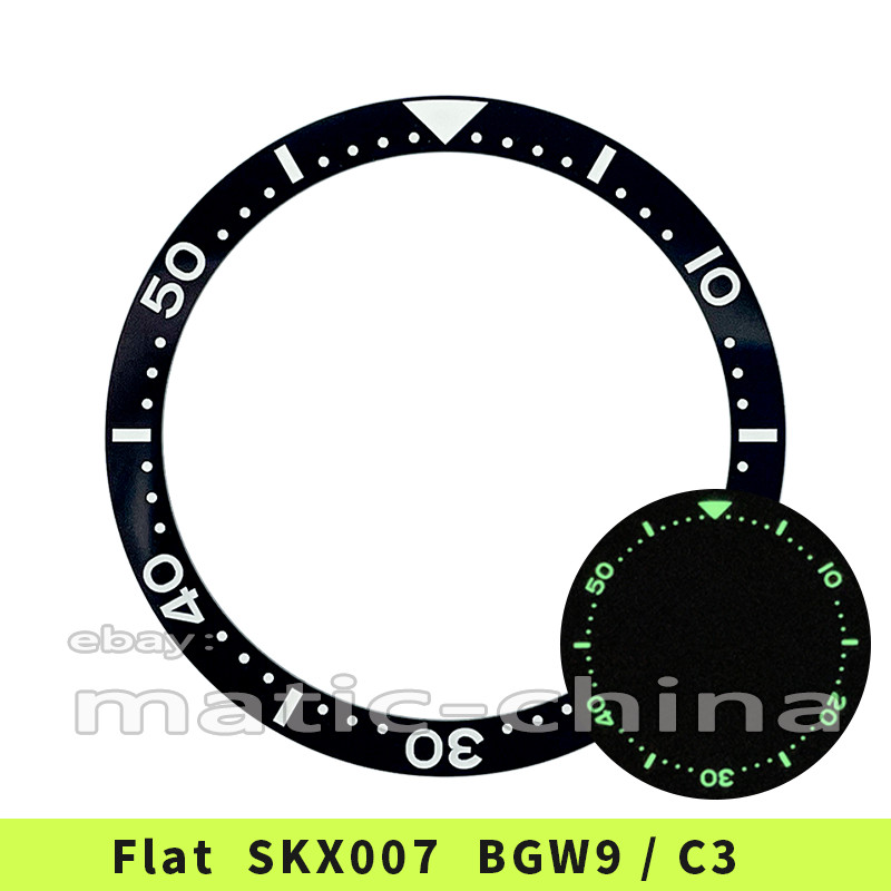 HighQuality Flat 38mm BGW9/C3 Lume Ceramic Bezel Insert Fit SKX007 SKX009 SKX011